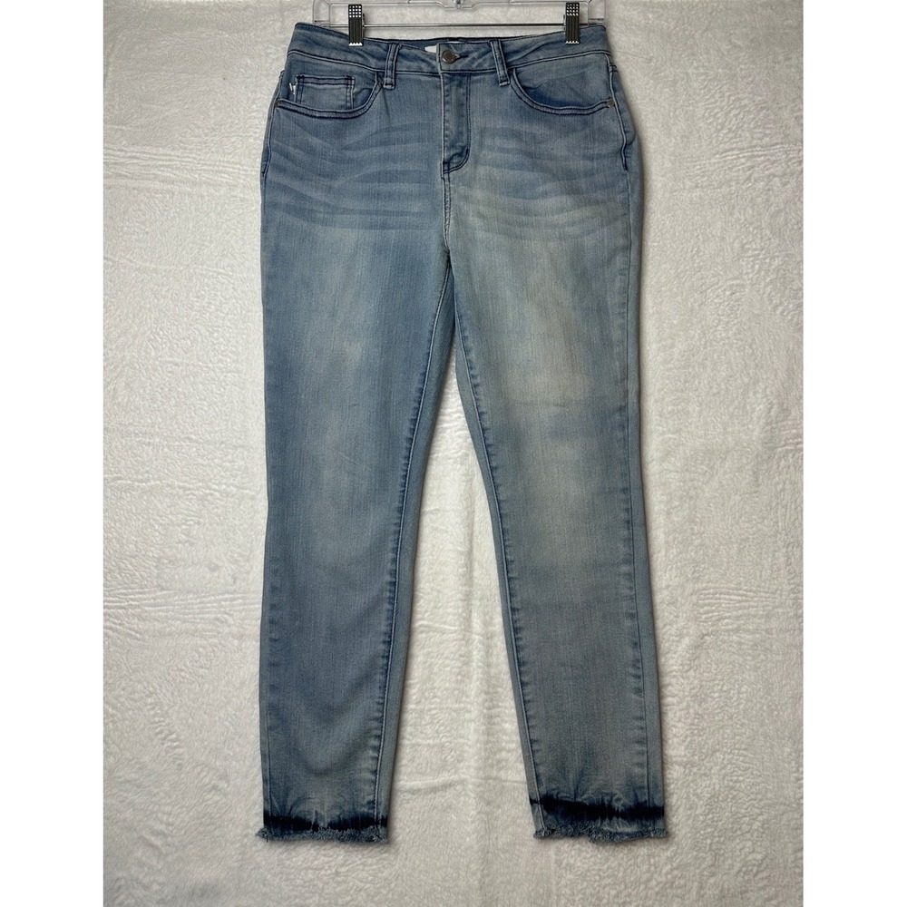 Judy Blue Skinny Fit Jeans Light Wash Raw Dip Dye Hem Size 7/28 0589